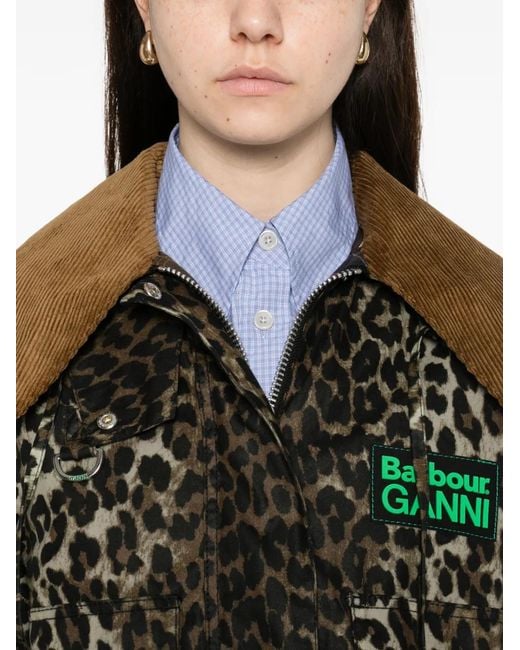 Barbour X Ganni レオパード ジャケット ブラック | Lyst