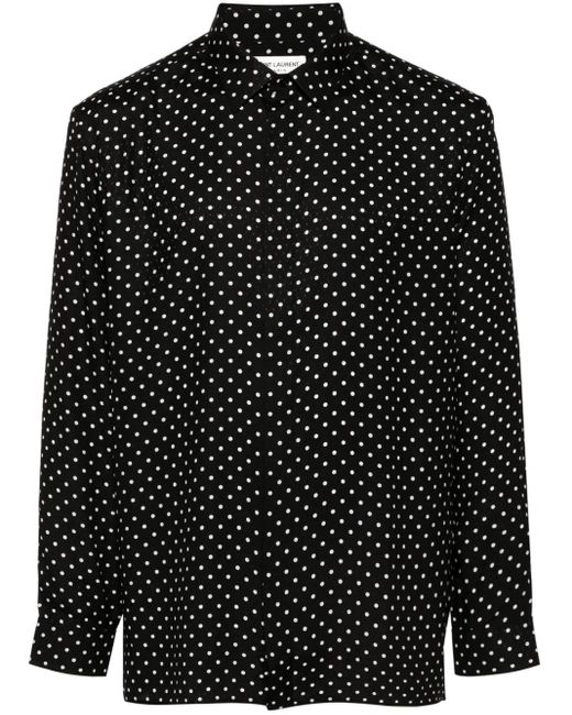 Saint Laurent Seidenhemd Mit Polka Dots in Black für Herren