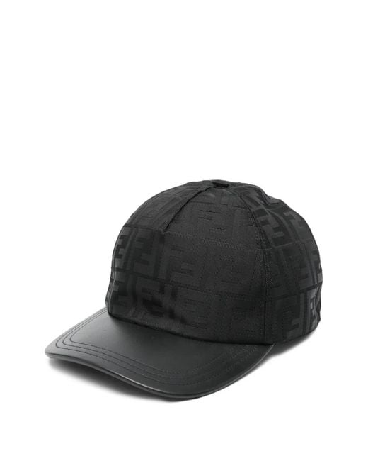 Fendi Baseball Nylon Ff Jacquard Cap in het Black voor heren