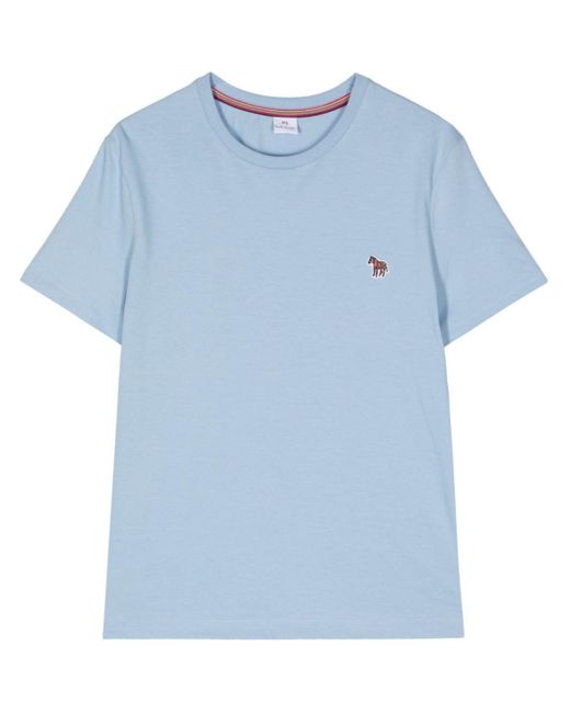 PS by Paul Smith Blue Zebra-appliqué Cotton T-shirt