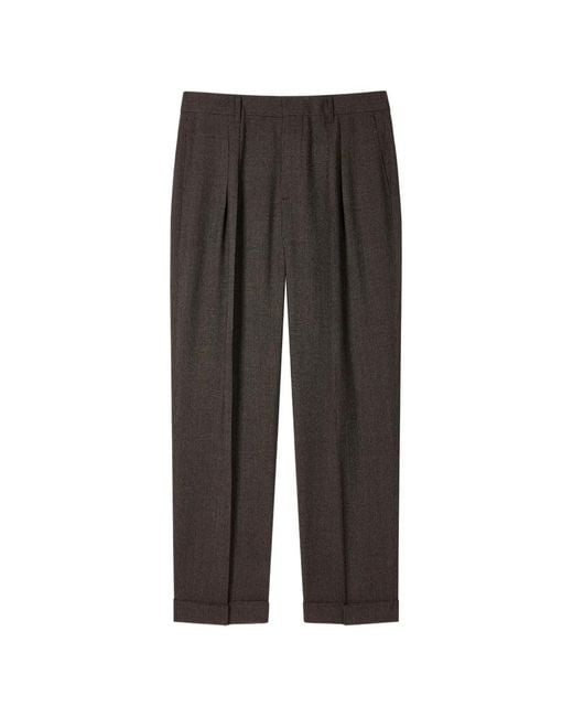 Paul Smith Black Pleated Cuffed Trousers for men