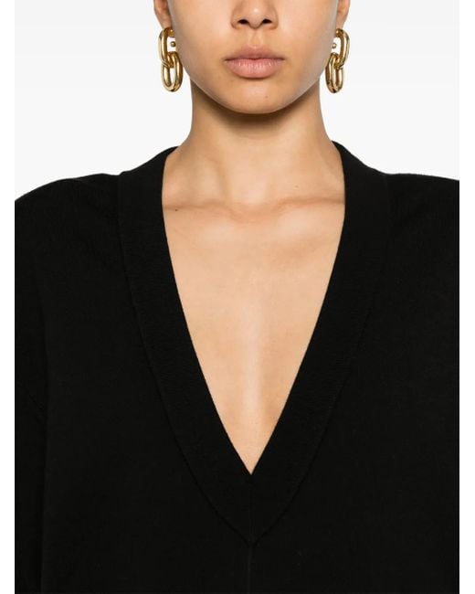 Saint Laurent Vネックセータードレス(ウール) Black