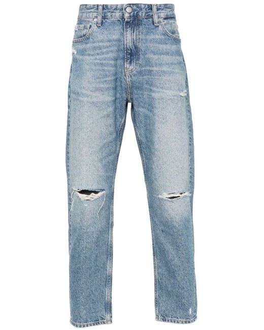 Jeans dritti a vita bassa di Calvin Klein in Blue da Uomo