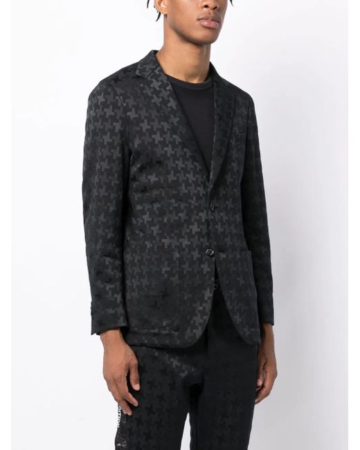 MASTER BUNNY EDITION Black Jacquard Single-Breasted Blazer for men