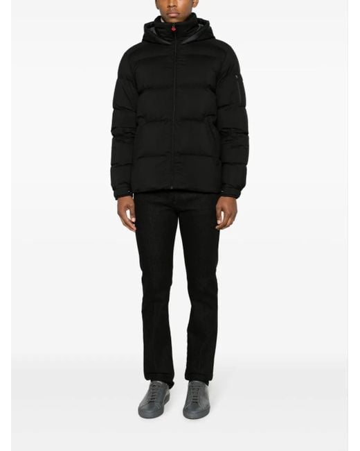 Kiton Black Logo-Patch Quilted Hooded Jacket for men