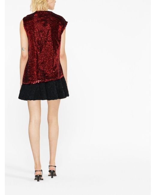 J.W. Anderson Red Draped-detail Sequined Blouse