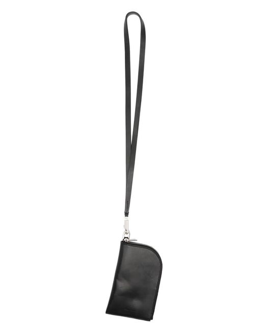 Rick Owens Black Strap-Detail Leather Wallet for men