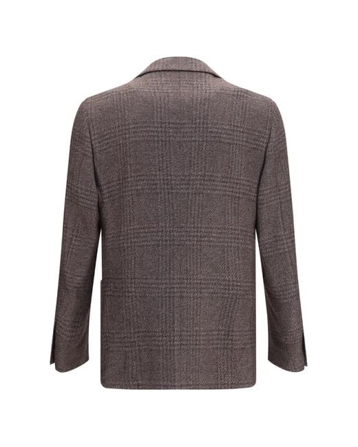 Lardini Brown Single-Breasted Checked Blazer for men