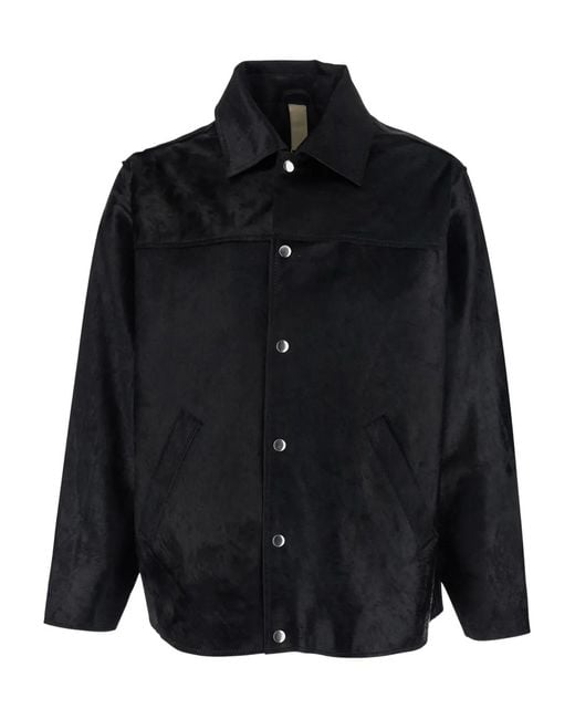 sunflower Black Button-Fastening Leather Jacket for men