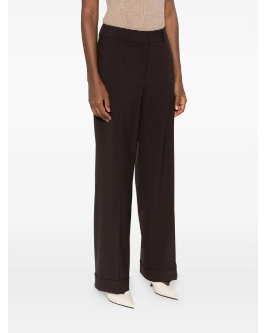 Cambio Brown Cuffed Wide-Leg Trousers