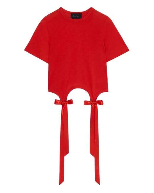 Simone Rocha Red Easy Bow-Detail Short-Sleeve T-Shirt