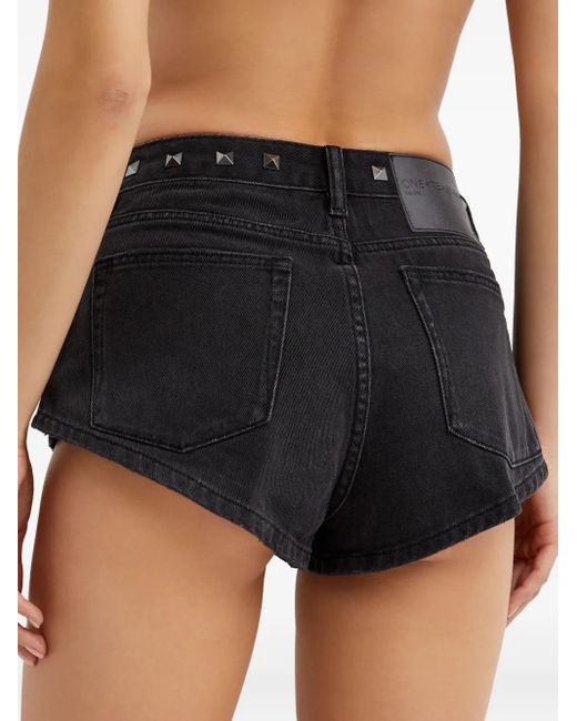 One Teaspoon Black Studded Five-Pockets Shorts