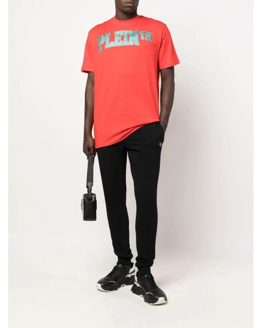 Philipp Plein Black Logo-Patch Track Pants for men