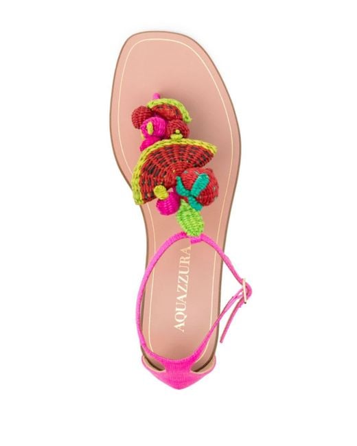 Aquazzura Pink Strawberry Punch Woven-embellished Sandals