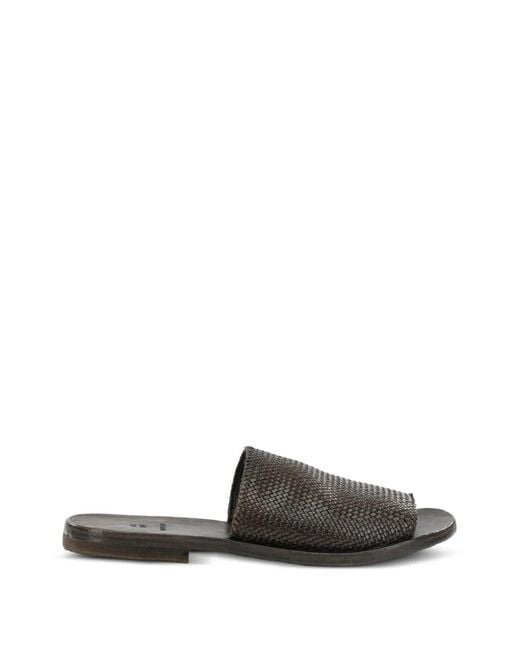 Moma White Woven Leather Flat Sandals