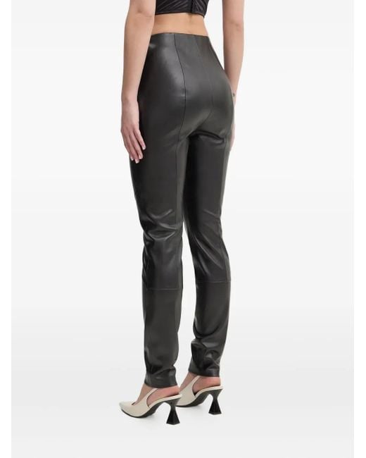 HUGO Black Panelled Leather Trousers
