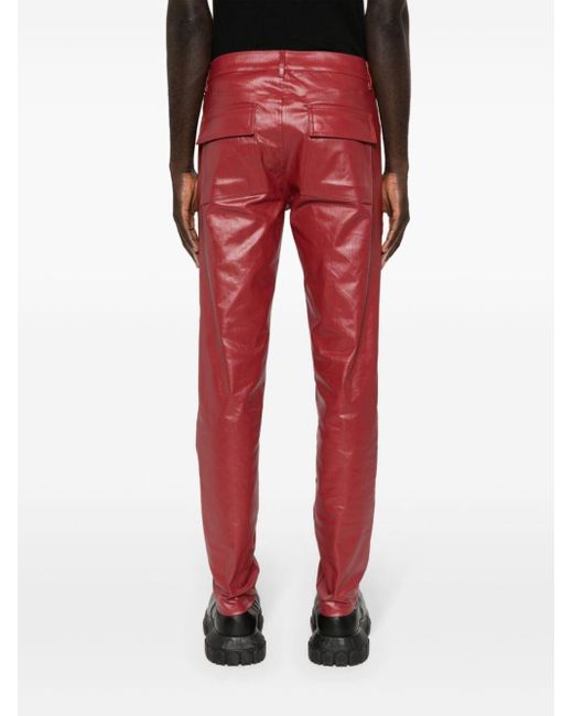 Pantalones ajustados revestidos Rick Owens de hombre de color Red