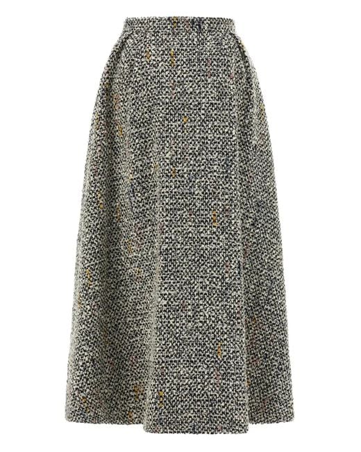 Alessandra Rich Gray Embellished Tweed Midi Skirt