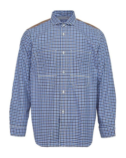 Junya Watanabe Blue Check-Patchwork Flannel Shirt for men