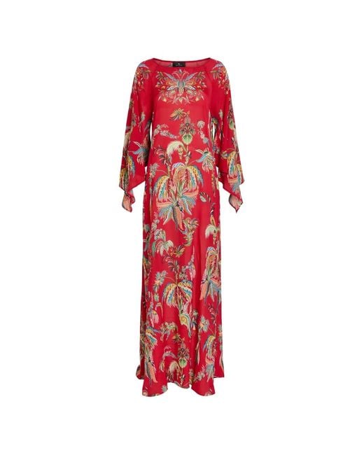 Etro Red Paisley-Print Maxi Dress