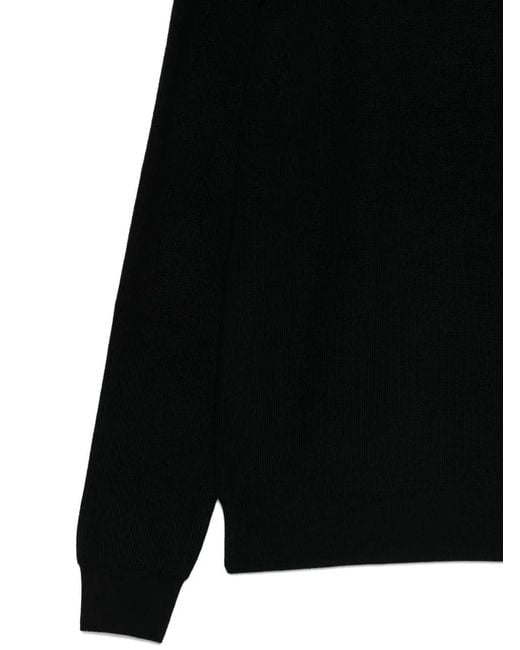 Aspesi Black Ribbed Crew-Neck Sweater for men