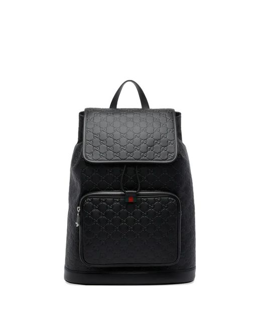 Gucci Black Medium Gg-Emblem Backpack for men