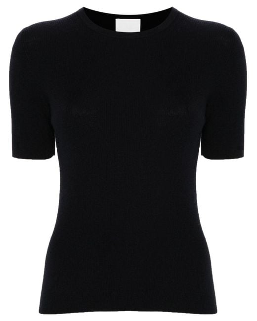 Allude Black Knitted Wool T-shirt