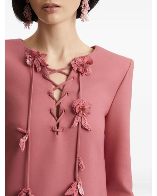 Oscar de la Renta フローラル マキシドレス Red
