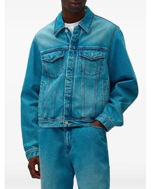 Arte' Blue Logo-Patch Denim Jacket for men