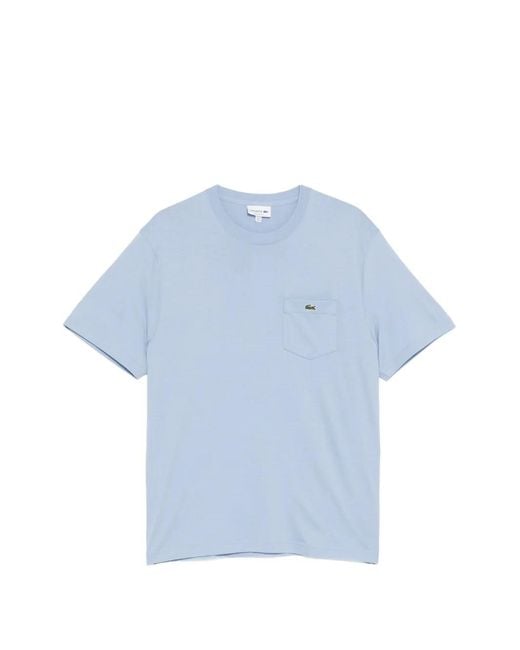 Lacoste Blue Logo-Patched Round Neck T-Shirt for men
