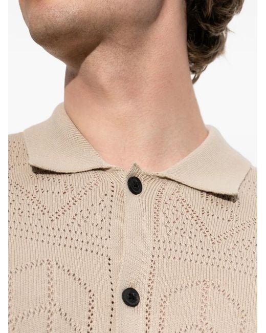 AllSaints Natural Arktx Perforated-Knit Short-Sleeve Cardigan for men