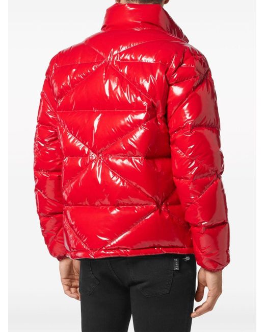 Philipp Plein Red Glossy Padded Jacket for men