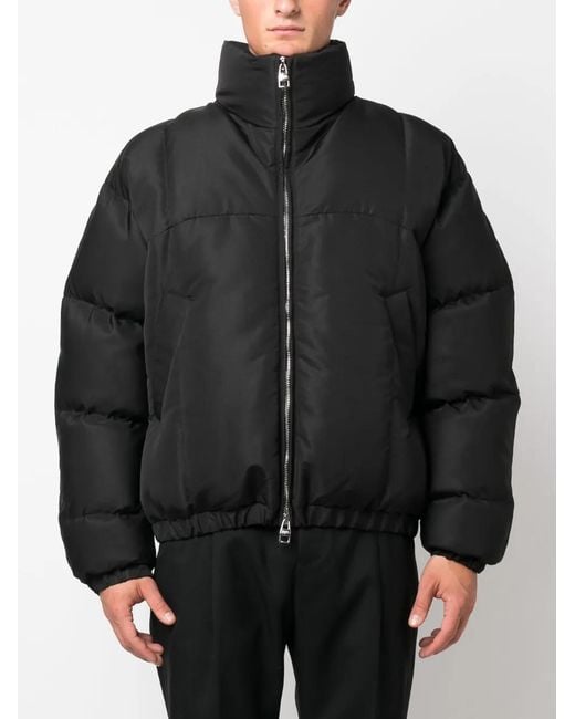 McQueen Black Funnel-Neck Padded Jacket for men