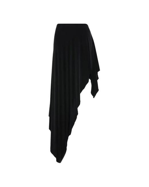 Maison Margiela Black Draped Asymmetric Midi Skirt