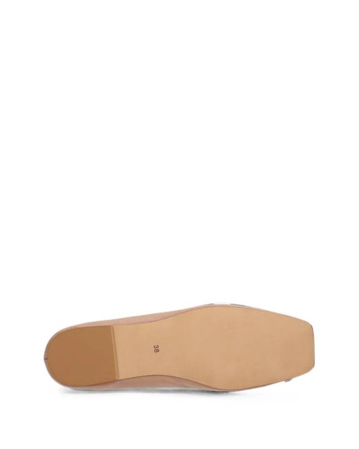 Jeffrey Campbell Natural Ornate Crystal-Embellished Square-Toe Ballet Flats