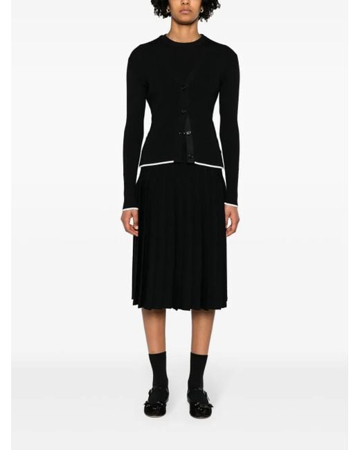 Thom Browne Black Pleated Knitted Midi Skirt