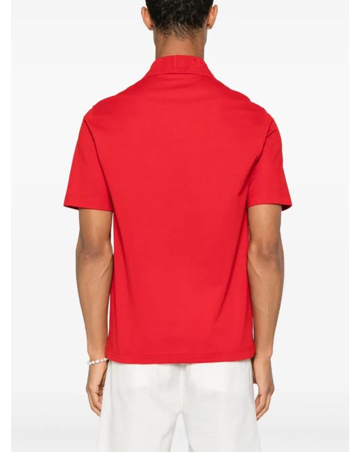 Ferragamo Red Jacquard-Detailing Polo Shirt for men