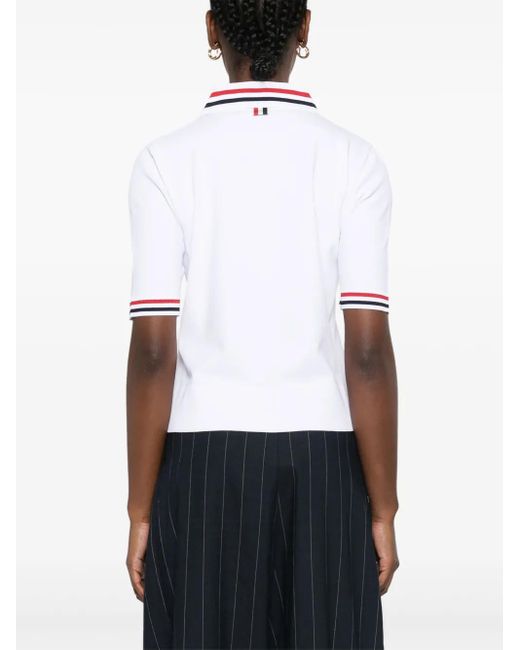 Thom Browne White Jersey Polo Shirt