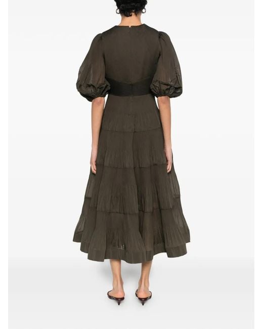 Zimmermann Multicolor V-Neck Mini Dress With Optional Closure And Puff Sleeves