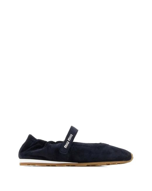 Miu Miu White Logo-Strap Ballerina Flats