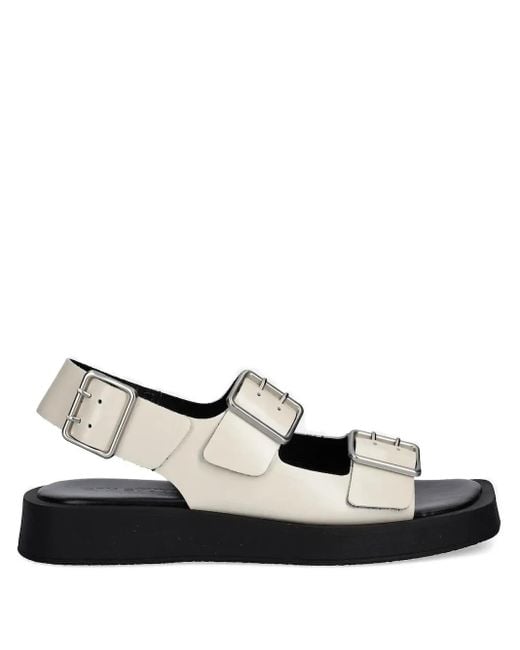COPENHAGEN White Buckle-Detail Platform Sandals
