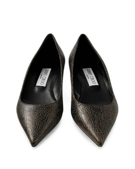 Jimmy Choo Black Amelia Cracked Leather Pumps