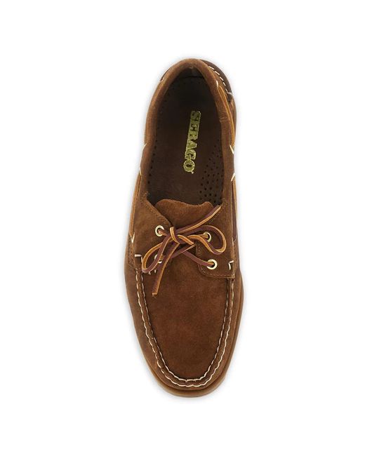 Sebago Brown Portland Leather Boat Shoes for men