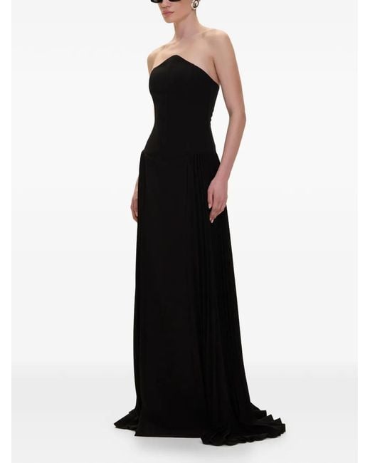 V:PM ATELIER Black Strapless Pleated Dress
