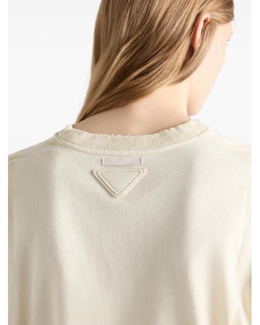 Prada White Garment-Dyed Jersey T-Shirt
