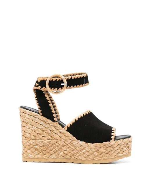Paloma Barceló Natural Buckle Platform Heeled Espadrilles