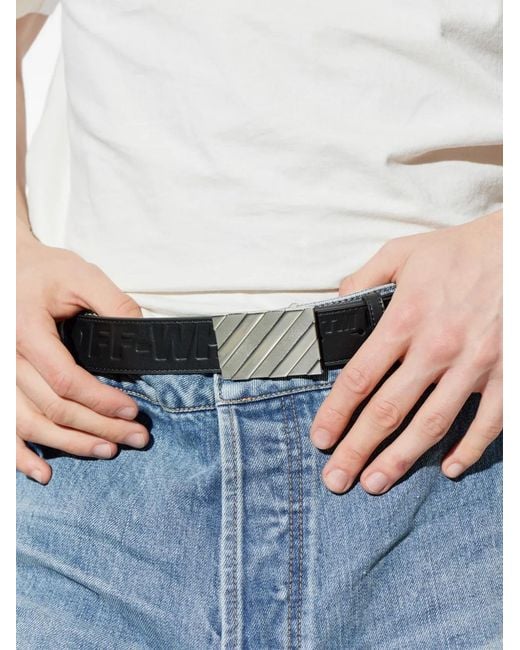 Off-White c/o Virgil Abloh White Embossed-Bucke Leather Belt for men
