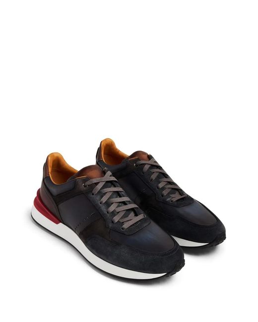 Magnanni Shoes Black Bravo Lace-Up Sneakers for men