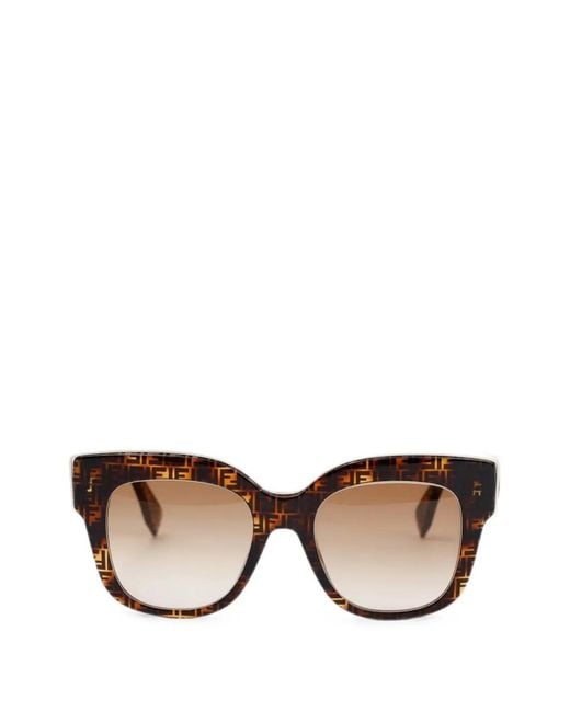 Fendi Brown Ff-Monogram Cat-Eye Sunglasses