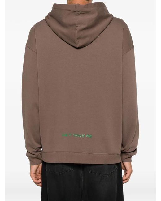 11 11 L.U.C.K. Brown Logo-Embroidered Hoodie